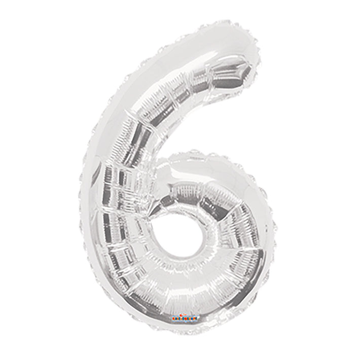 Globo Metalizado # 6 Plateado 16" Festella