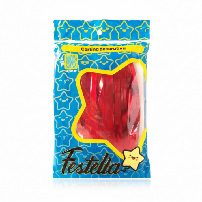 Cortina de Fiesta Lisa 2m x 1 mt Roja Festella