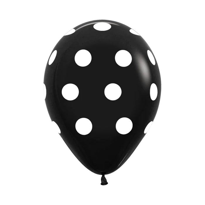 Globo Infinity Polka Blanco F Negro R12 x 12 Unidades Sempertex