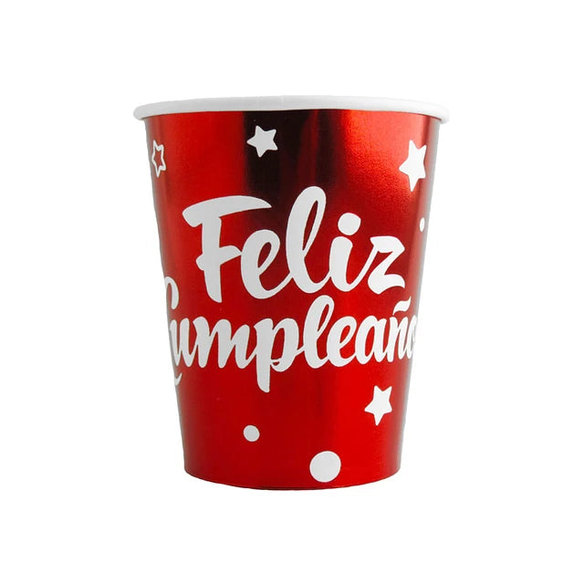Vasos de Fiesta Feliz Cumpleaños x 10 und Festella Rojo